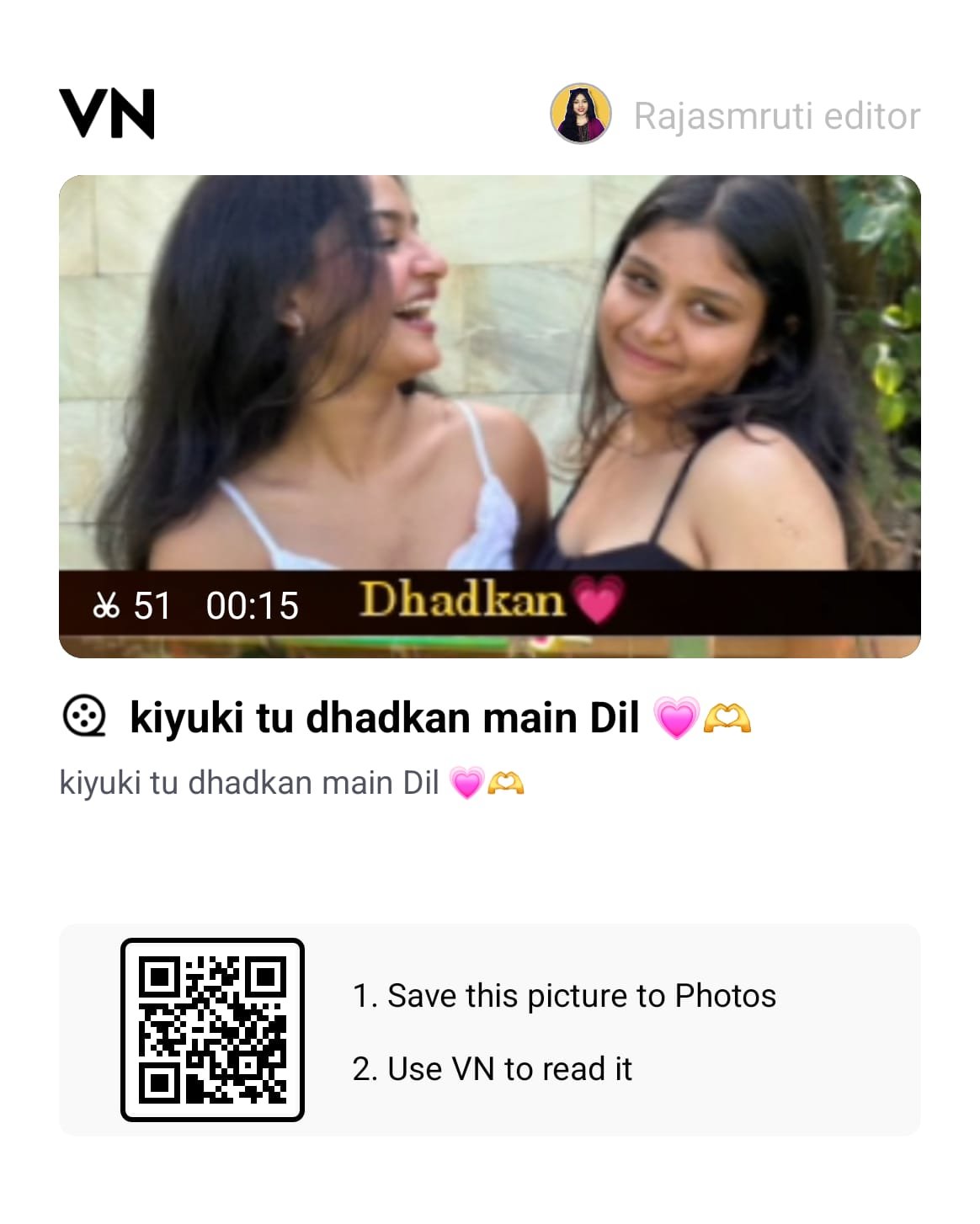 Tu Dhadkan Main Dil Friendship Day Special VN QR Code Template